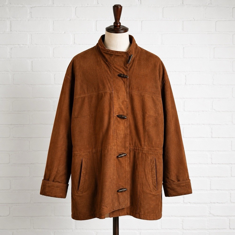 Vintage Braetan Caramel Brown Leather Toggle Jacket Men's M Coat Genuine